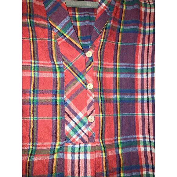 Talbots Plaid Multicolor Popover Tunic Flannel Top XL Petite - Picture 3 of 5